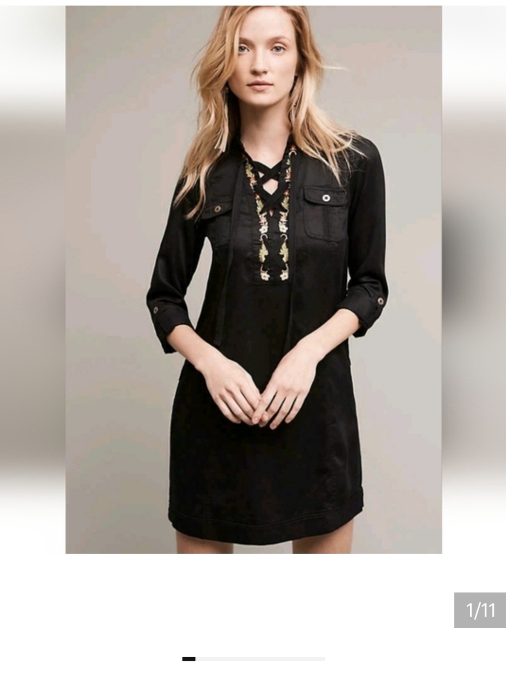Anthropologie Holding Horses Imogen Shirtdress Shift Tunic Dress Black Size 10